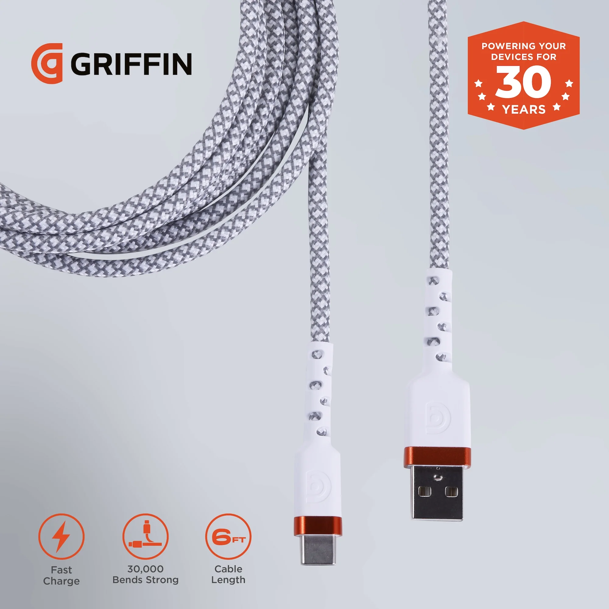 Griffin 6' Ultra Durable USB-A to USB-C Charge/Sync Cable - Image 8