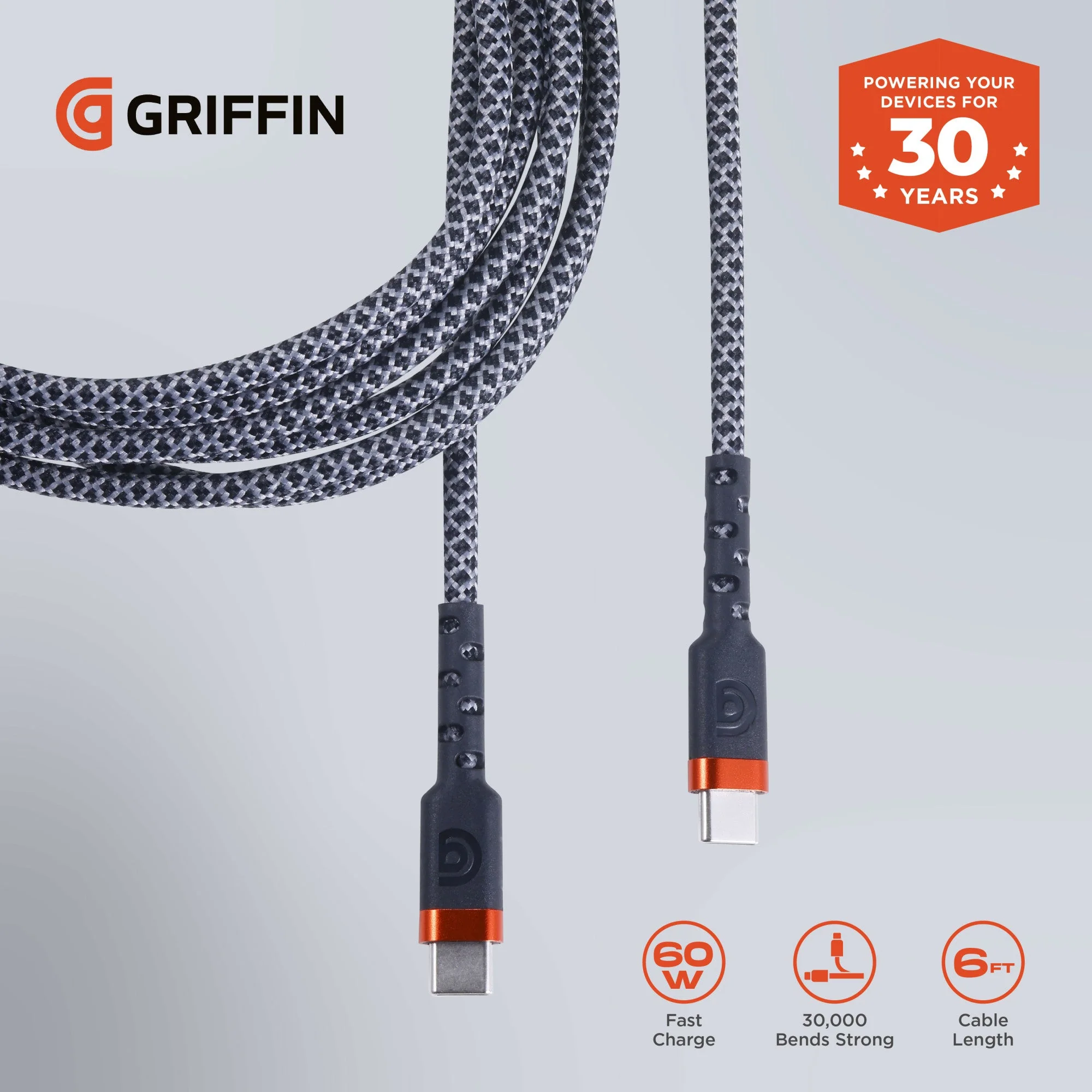 Griffin 6' Ultra Durable USB-C to USB-C Charge/Sync Cable - Image 3