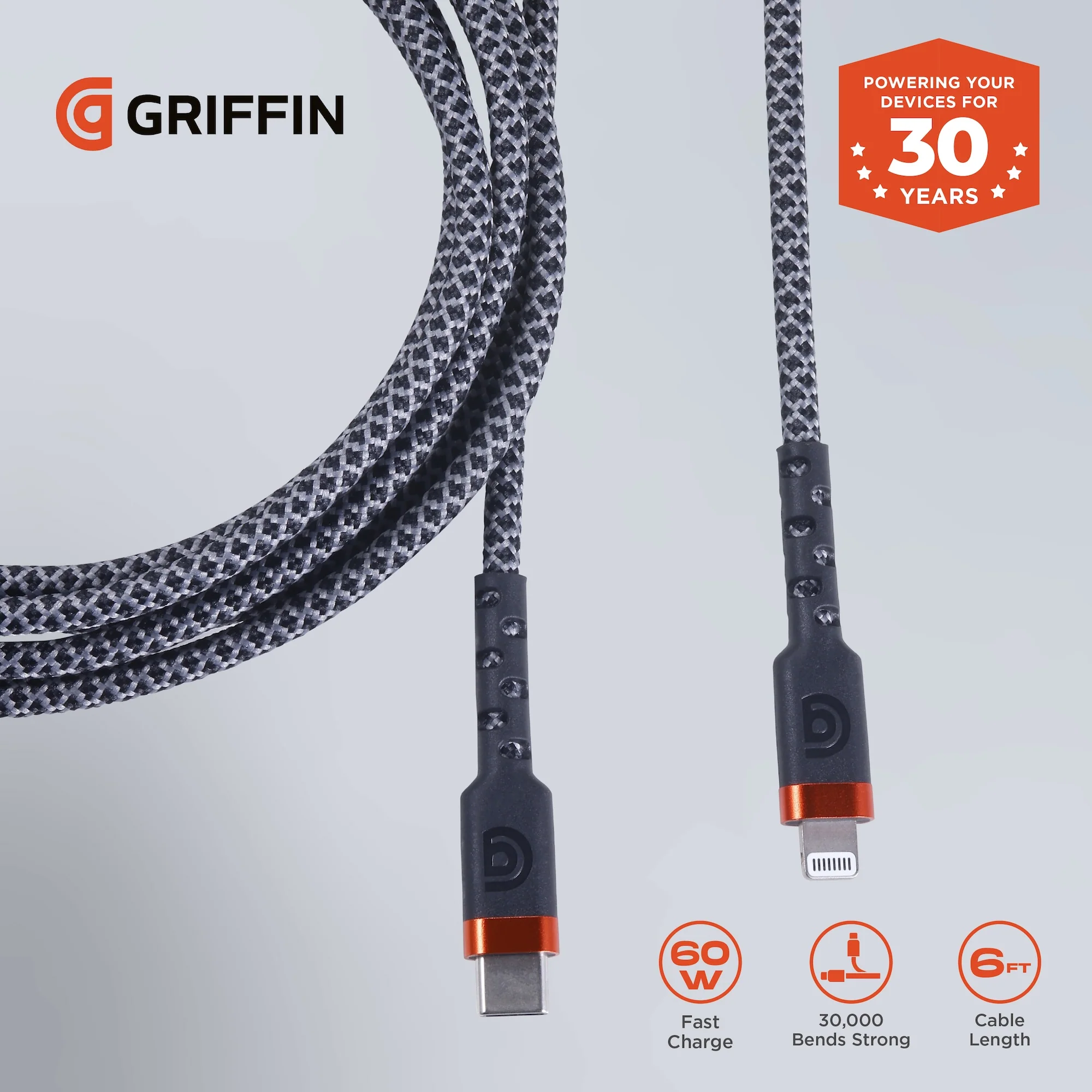 Griffin 6' Ultra Durable Lightning USB-C Charge/Sync Cable - Image 2