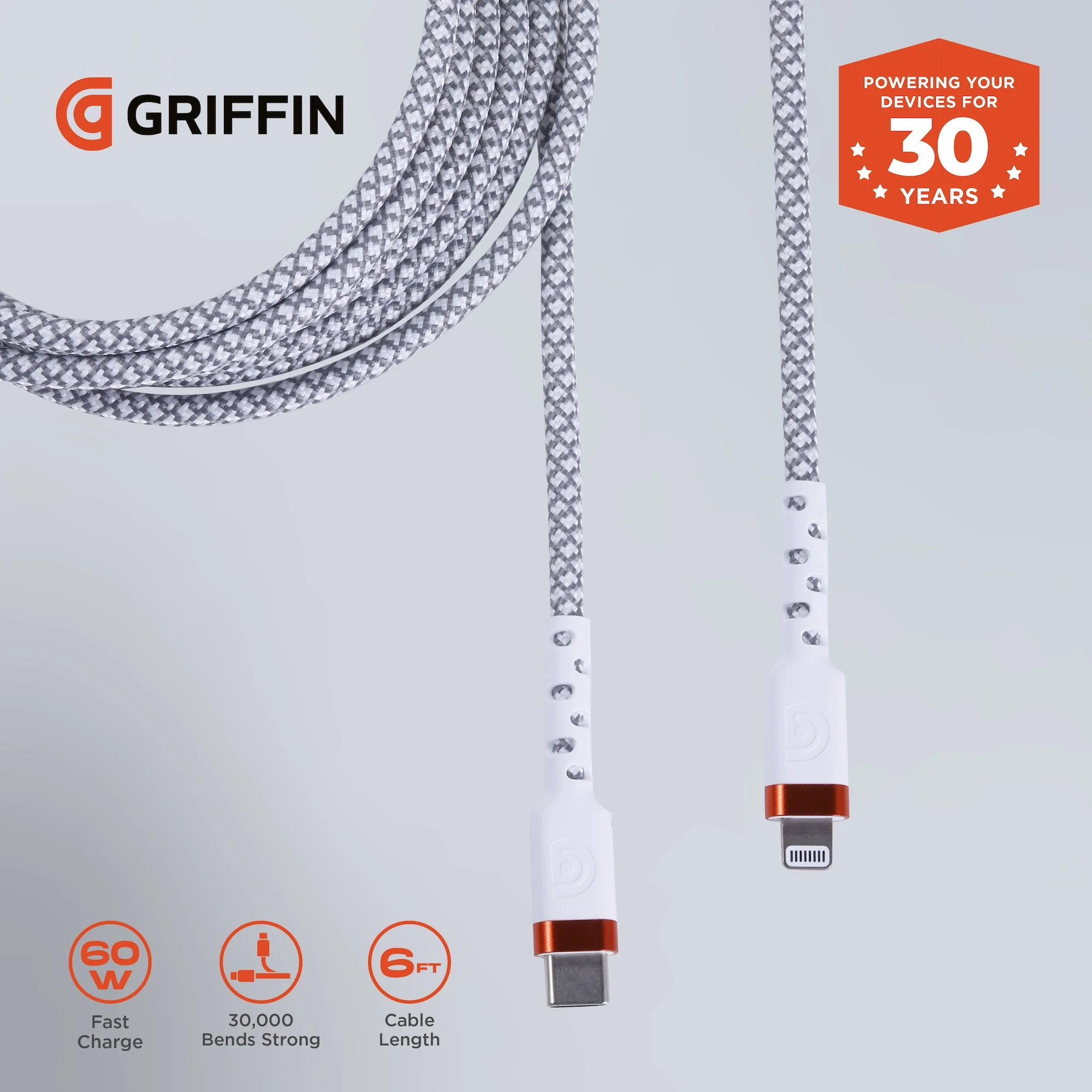 Griffin 6' Ultra Durable Lightning USB-C Charge/Sync Cable - Image 8