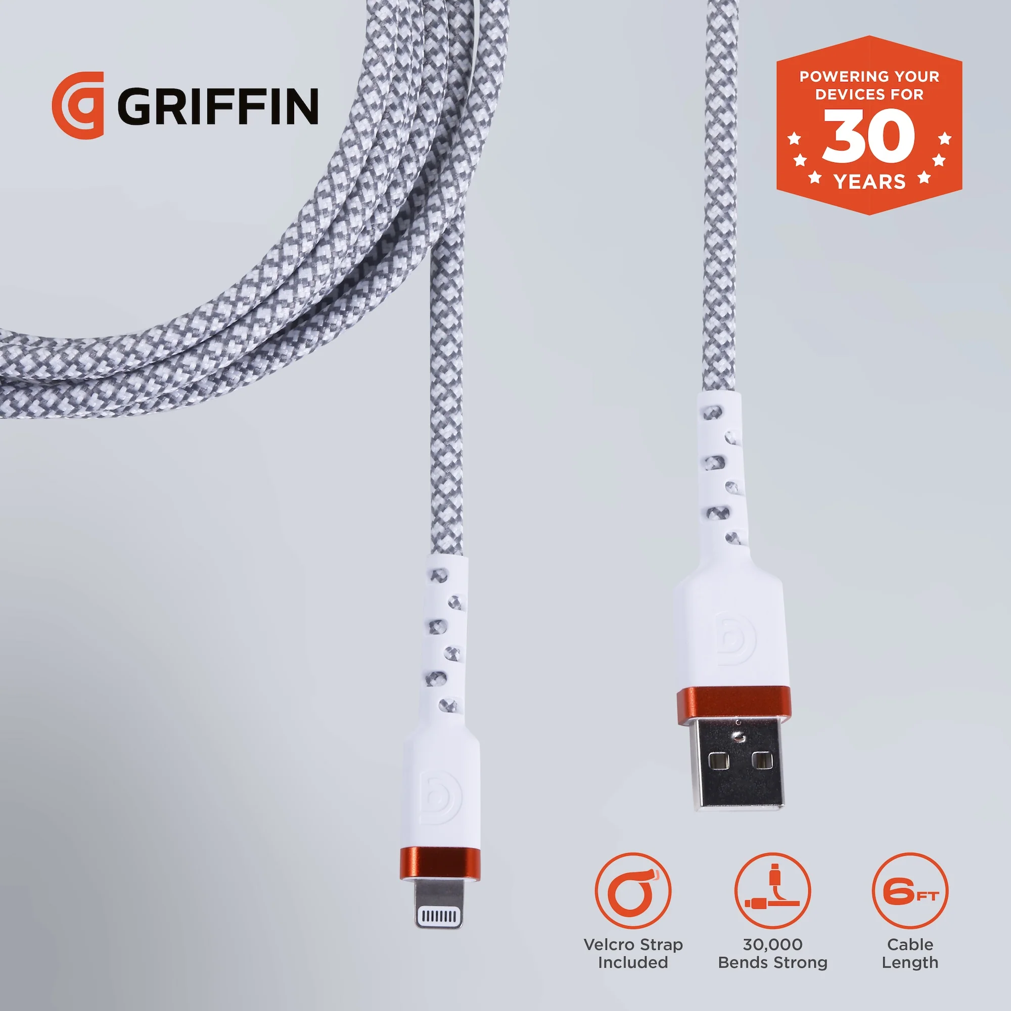 Griffin 6' Ultra Durable USB-A to Lightning Charge/Sync Cable - Image 2