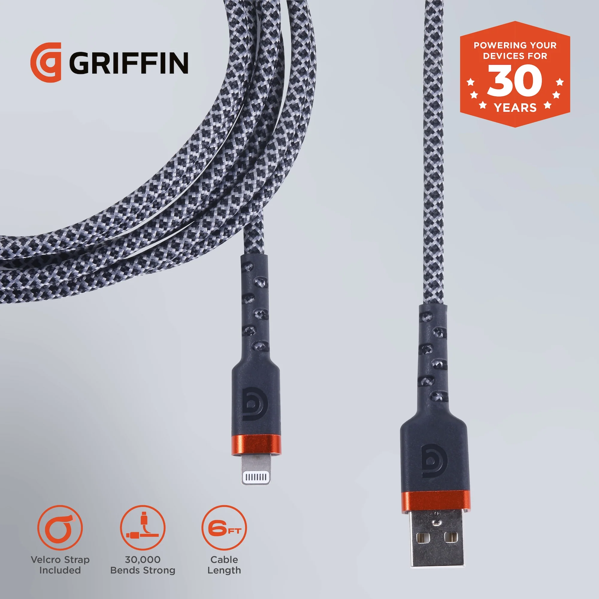 Griffin 6' Ultra Durable USB-A to Lightning Charge/Sync Cable - Image 8